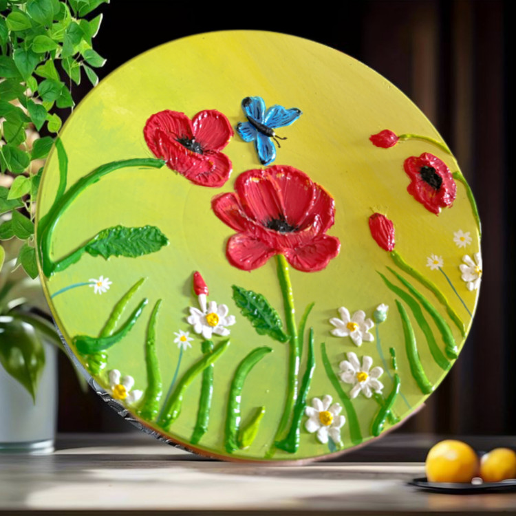 دیوارکوب برجسته سفالی گل شقایق