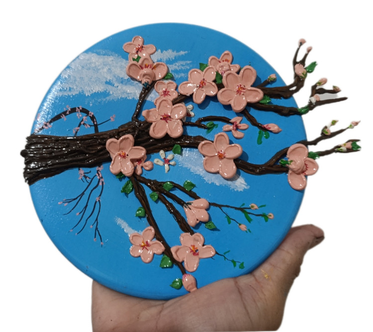 دیوارکوب سفالی برجسته طرح شکوفه