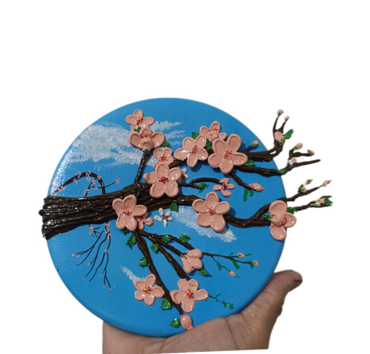 دیوارکوب سفالی برجسته طرح شکوفه